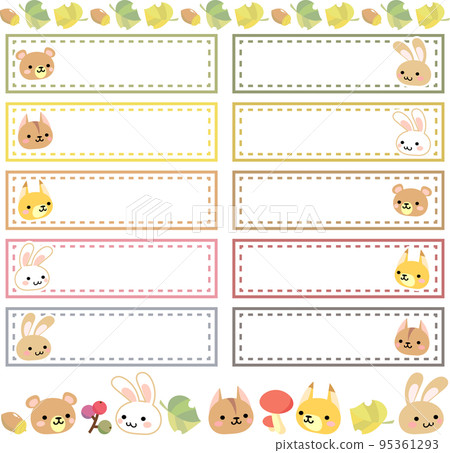Autumn image motif and animal label and treatment set 95361293