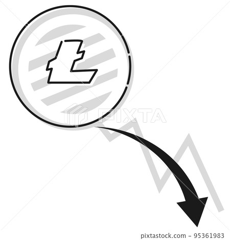 Cryptocurrency Litecoin (LTC) and a falling chart (black and white) Cryptocurrency Litecoin (LTC) and a falling chart (black and white) 95361983