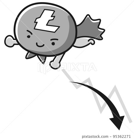 加密貨幣萊特幣(LTC)英雄插圖和降序圖(黑白) 加密貨幣萊特幣(LTC)英雄插圖和降序圖(黑白) 95362271