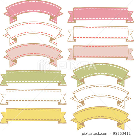 縫合的秋季圖像絲帶標籤集 95363411