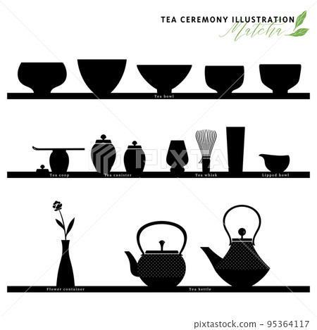 茶具的剪影插圖-1 95364117