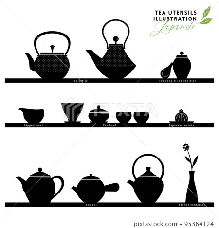Silhouette illustration of tea utensils-2 95364124
