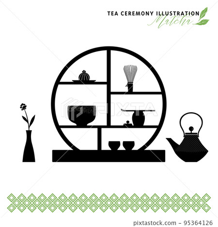 茶具 3 的剪影插圖 95364126