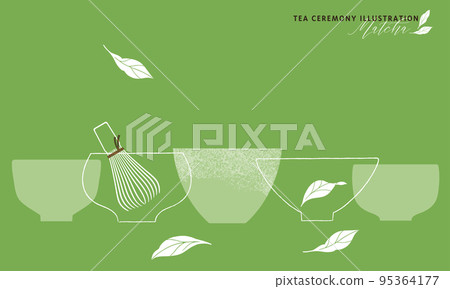 Image illustration of matcha and tea utensils-3 95364177