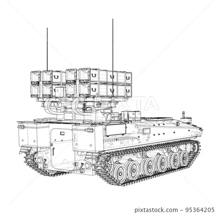 Military track missle system. Vector 95364205