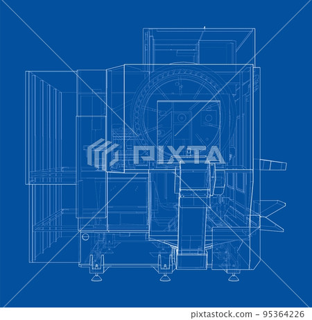 Metalworking CNC milling machine. Vector Metalworking CNC milling machine. Vector 95364226