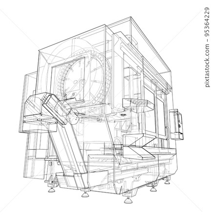 Metalworking CNC milling machine. Vector Metalworking CNC milling machine. Vector 95364229