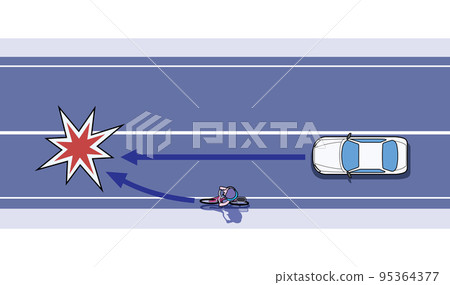 Collision with a bicycle that has changed course 95364377