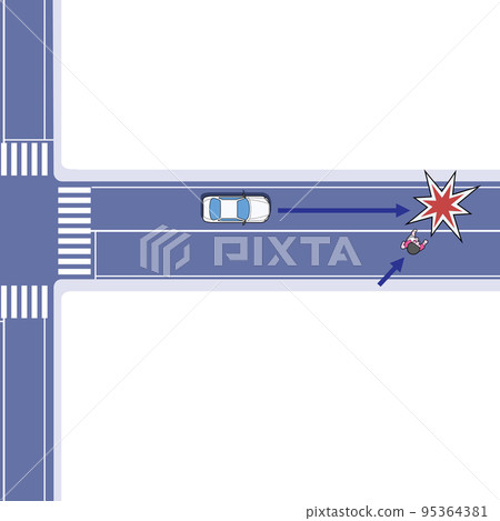 Contact a pedestrian crossing away from the crosswalk 95364381