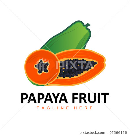 Papaya Logo Design, Vitamin Fruit Vector, Fruit Product Brand Illustration Icon 95366156
