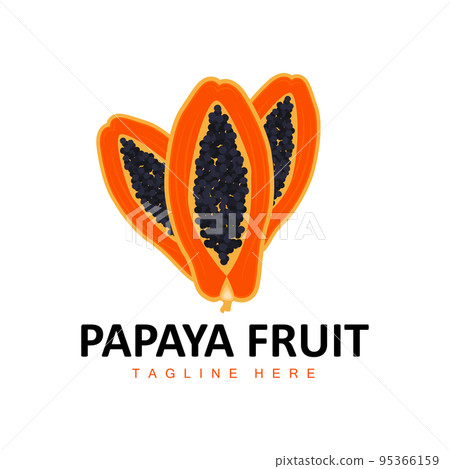 Papaya Logo Design, Vitamin Fruit Vector, Fruit Product Brand Illustration Icon 95366159