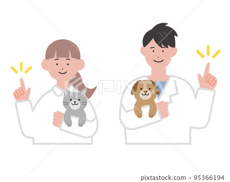 Illustration of a pointing veterinarian 95366194