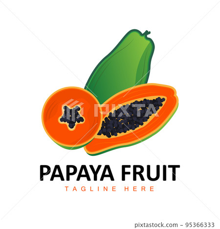 Papaya Logo Design, Vitamin Fruit Vector, Fruit Product Brand Illustration Icon 95366333