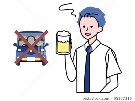 禁止酒後駕車的男人的插圖 95367316