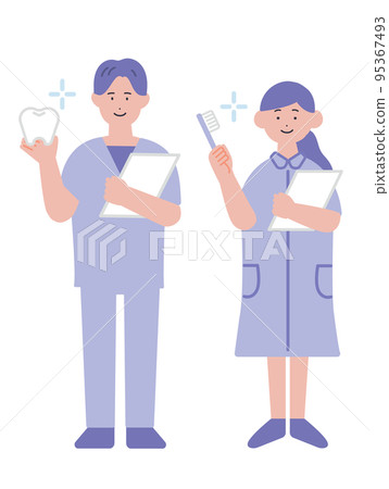 男性和女性牙科保健員的插圖 男性和女性牙科保健員的插圖 95367493