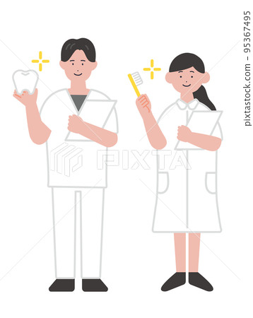 男性和女性牙科保健員的插圖 男性和女性牙科保健員的插圖 95367495