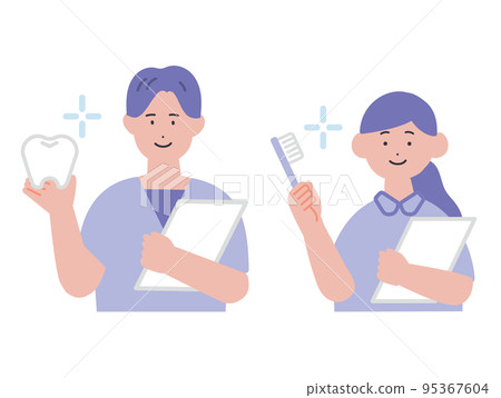 男性和女性牙科保健員的插圖 男性和女性牙科保健員的插圖 95367604