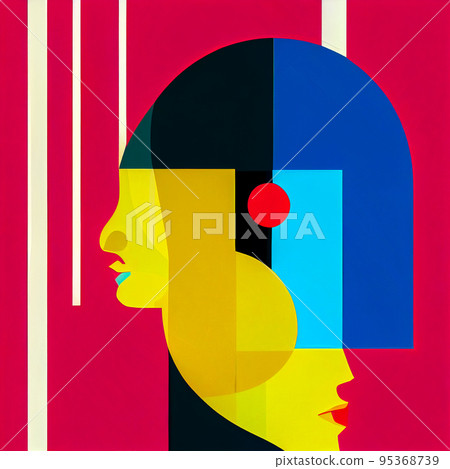 Abstract geometric face. Creative shapes design graphics with textured geometric shapes. Colorful geometric background. Abstract geometric face. Creative shapes design graphics with textured geometric shapes. Colorful geometric background. 95368739