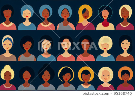 Set of people icons. Person flat illustration. Man and woman symbols. Digital art. Set of people icons. Person flat illustration. Man and woman symbols. Digital art. 95368740