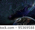 Bacteria storm the Earth from space. Elements of this image furnished by NASA. 95369588