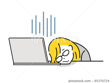 Business woman exhausted at work 95370724