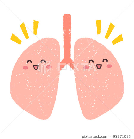 微笑健康肺的手繪插圖 95371055