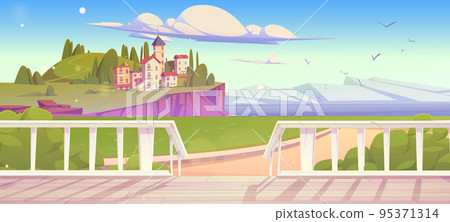 Landscape with ancient buildings view from terrace 95371314