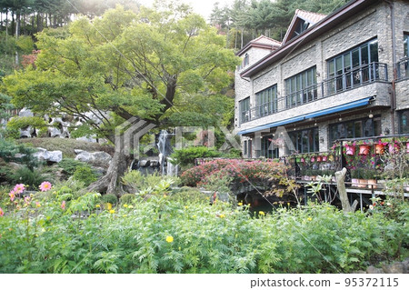 Autumn trip, garden, cafe 95372115