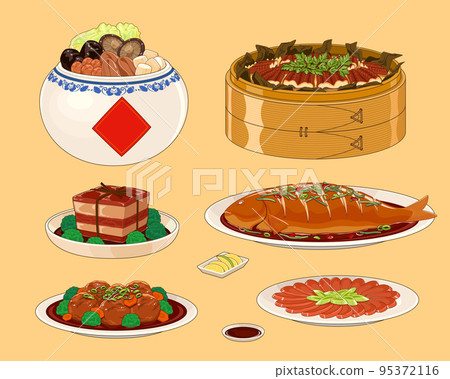 Traditional CNY dishes set 95372116