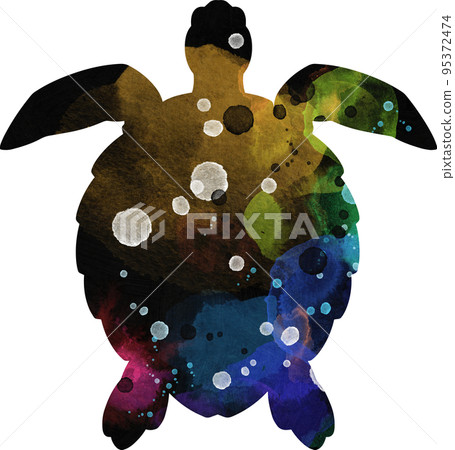 sea turtle silhouette illustration 95372474