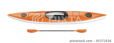 Orange kayak with paddle Orange kayak with paddle 95372836