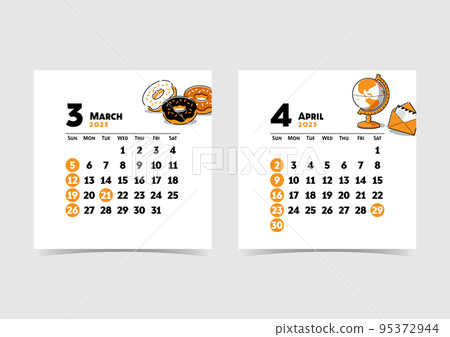 2023年方型簡易日曆三月四月 2023年方型簡易日曆三月四月 95372944