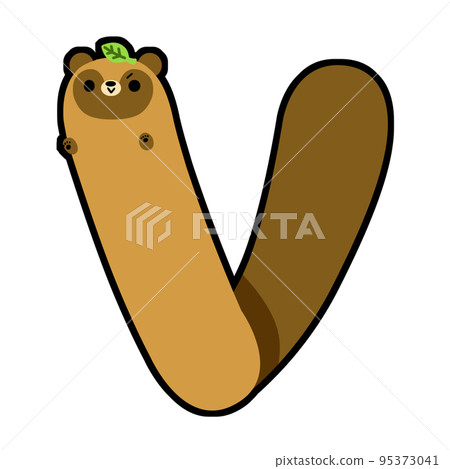 Alphabet raccoon dog "V" font material Alphabet raccoon dog "V" font material 95373041