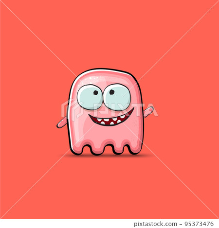 Funny cute smiling pink ghost monster isolated on pink background. Hand drawn cartoon pink ghost character with eyes and mouth , cute emoji. Funky Halloween spirit element. Funny cute smiling pink ghost monster isolated on pink background. Hand drawn cartoon pink ghost character with eyes and mouth , cute emoji. Funky Halloween spirit element. 95373476