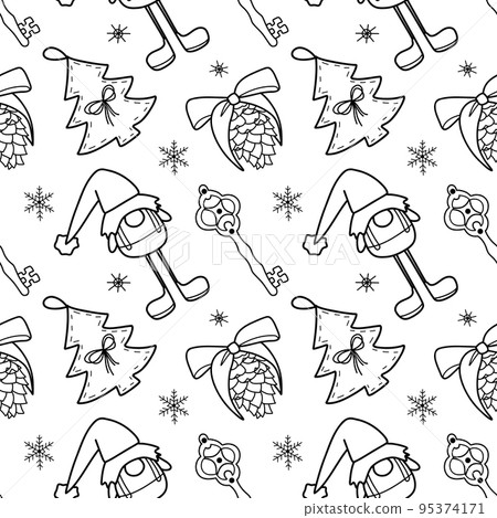 vector contur seamless pattern New Year s, Christmas decorations 95374171