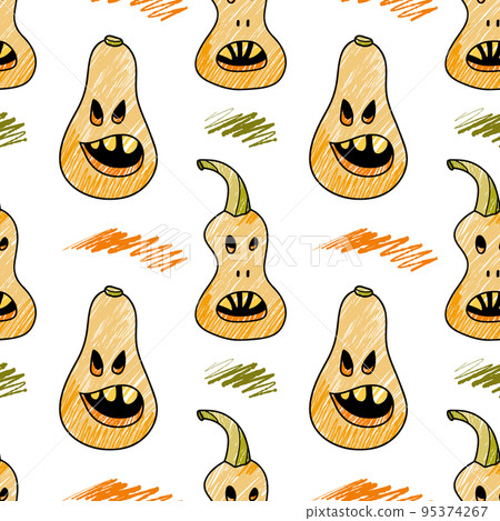 seamless pattern pencil drawings, halloween pumkin vector seamless pattern pencil drawings, halloween pumkin vector 95374267