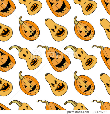 seamless pattern flat drawings, halloween pumkin illustration seamless pattern flat drawings, halloween pumkin illustration 95374268