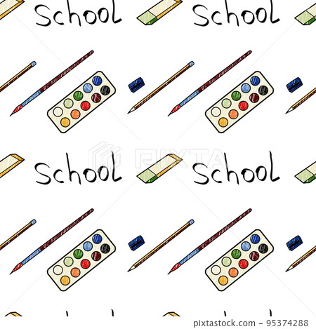 vector seamless pattern elements Back to School vector seamless pattern elements Back to School 95374288