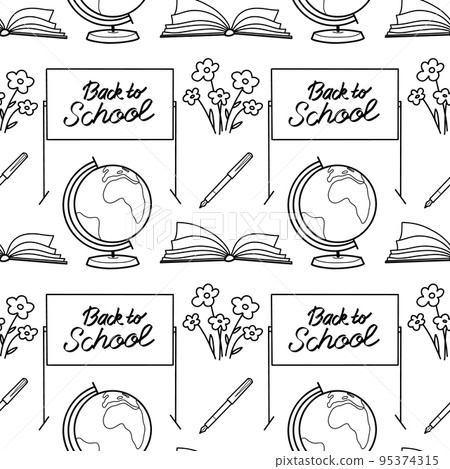 vector seamless pattern elements Back to School vector seamless pattern elements Back to School 95374315