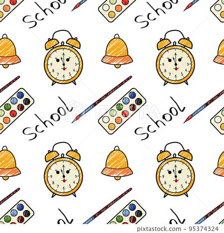 vector seamless pattern elements Back to School vector seamless pattern elements Back to School 95374324
