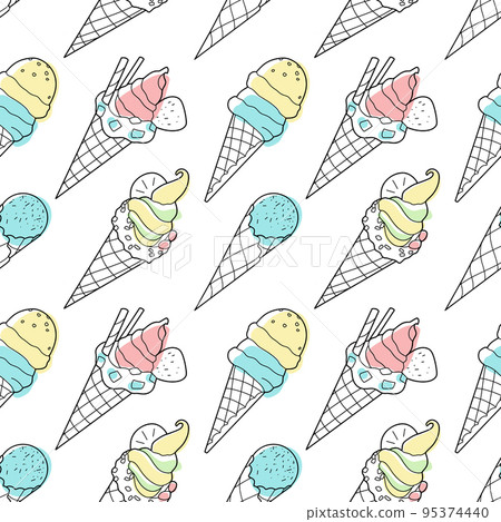 seamless pattern of sweets - ice cream vector 95374440