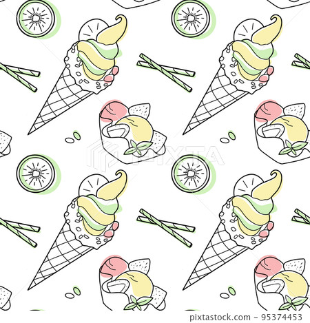 seamless pattern of sweets - ice cream vector - Stock Illustration ...