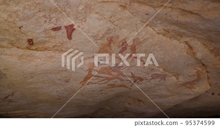 Cave paintings and petroglyphs in Tassili nAjjer national park, Algeria 95374599