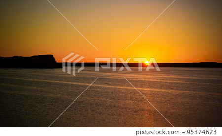 Sunset Panoramic view to Yoa lake group of Ounianga kebir lakes at the Ennedi, Chad 95374623