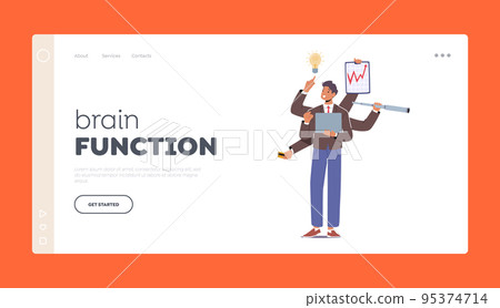 Brain Function Landing Page Template. Businessman With Many Arms Holding Office Supplies and Doing Many Tasks Brain Function Landing Page Template. Businessman With Many Arms Holding Office Supplies and Doing Many Tasks 95374714