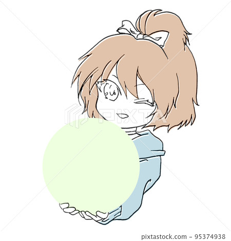 girl wink input space circle holding 95374938
