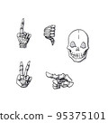 skull and crossbones bone hand sign bad ominous simple 95375101