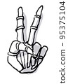 skull and crossbones bone hand sign bad ominous simple 95375104