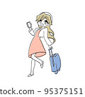 girl travel alone suitcase fun trip travel 95375151