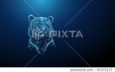 Abstract blue tiger head. Low poly style design. 95375221